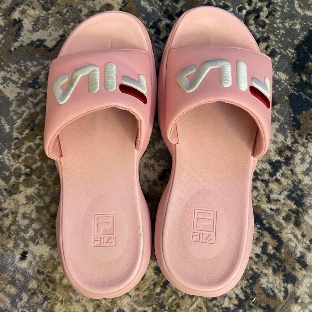 Pink FILA sandals